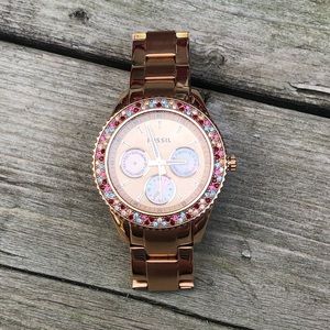 Rose gold Fossil watch